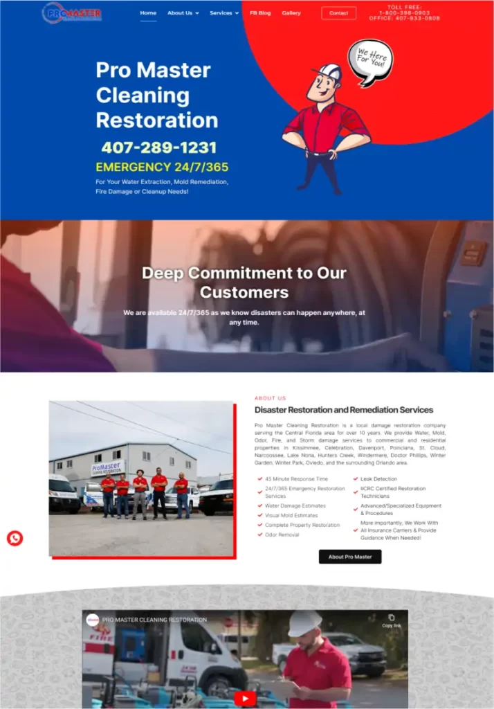 ProMaster Cleaning Website Long